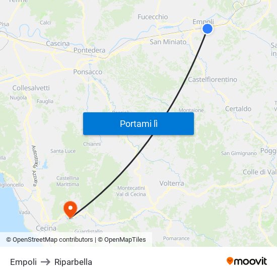 Empoli to Riparbella map