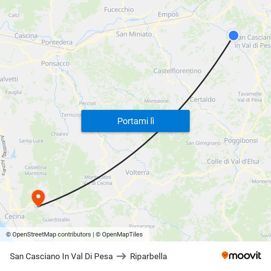 San Casciano In Val Di Pesa to Riparbella map