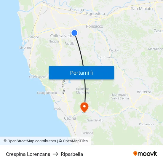 Crespina Lorenzana to Riparbella map