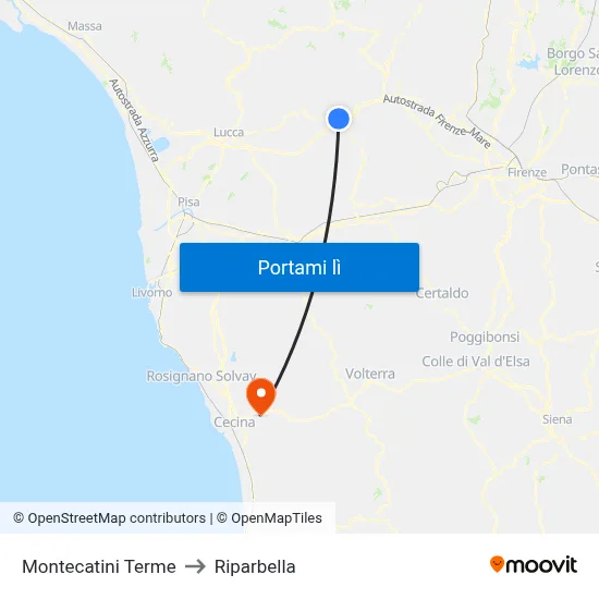 Montecatini Terme to Riparbella map