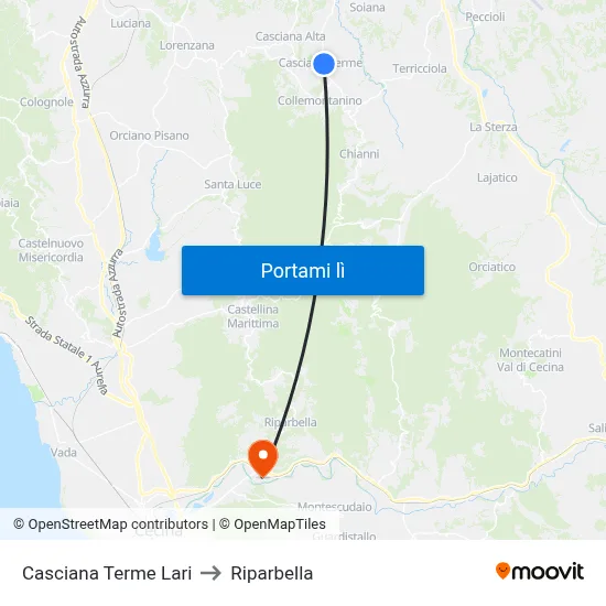 Casciana Terme Lari to Riparbella map