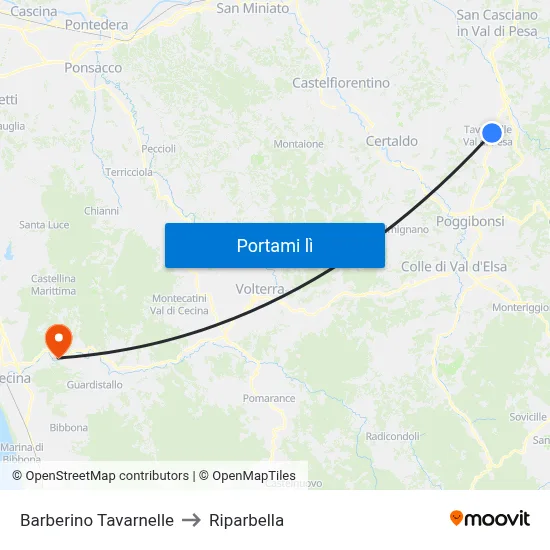 Barberino Tavarnelle to Riparbella map