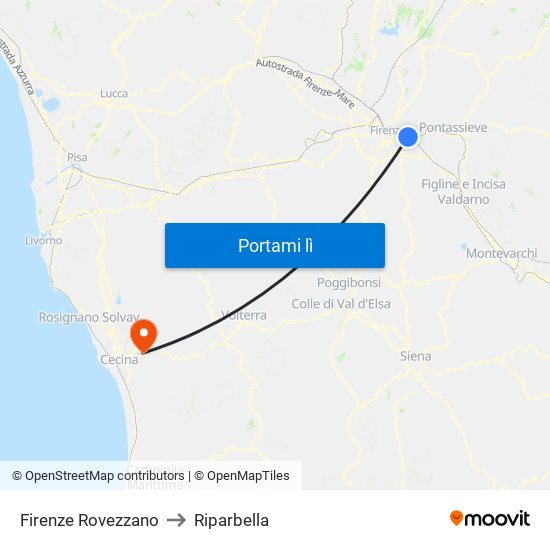 Firenze Rovezzano to Riparbella map