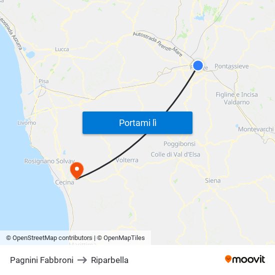 Pagnini Fabbroni to Riparbella map