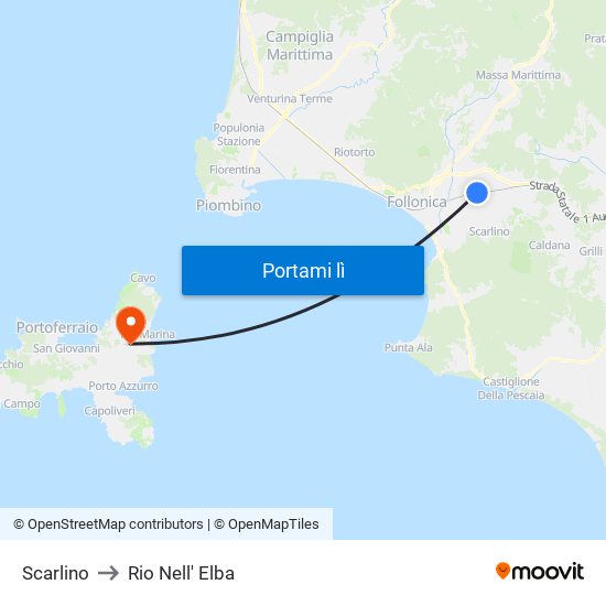 Scarlino to Rio Nell' Elba map