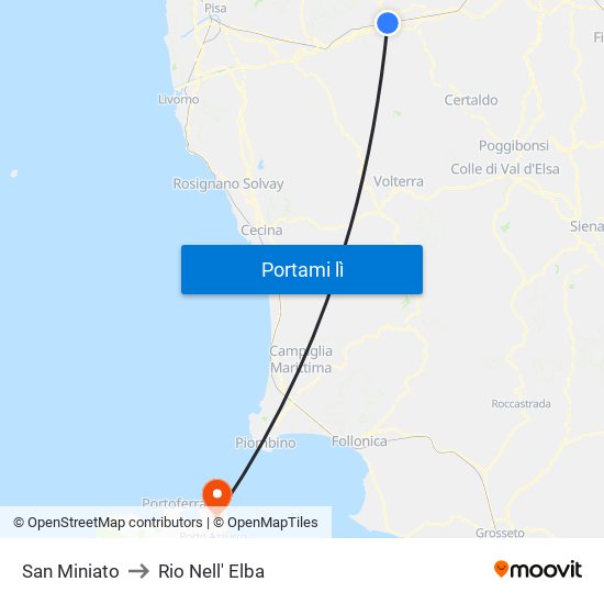 San Miniato to Rio Nell' Elba map