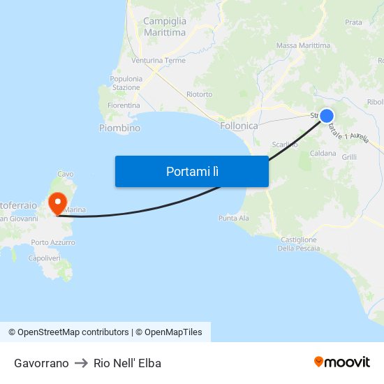 Gavorrano to Rio Nell' Elba map