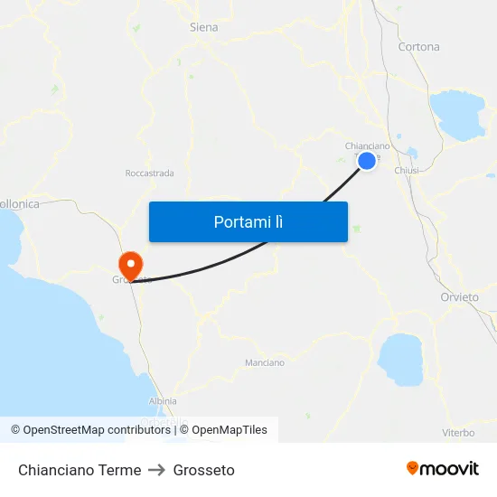 Chianciano Terme to Grosseto map