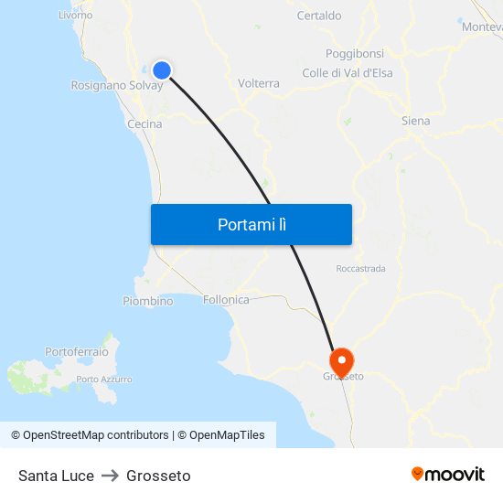 Santa Luce to Grosseto map