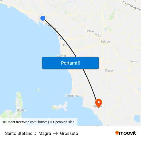 Santo Stefano Di Magra to Grosseto map