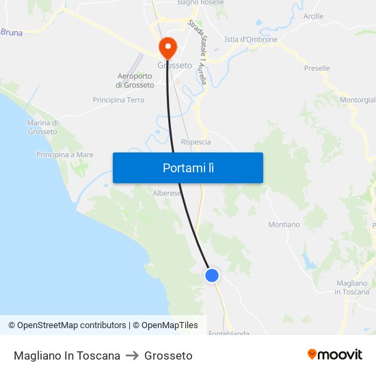 Magliano In Toscana to Grosseto map
