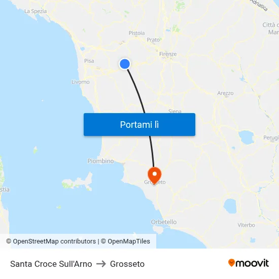 Santa Croce Sull'Arno to Grosseto map