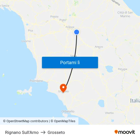 Rignano Sull'Arno to Grosseto map