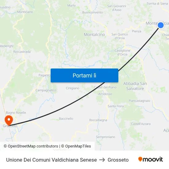 Unione Dei Comuni Valdichiana Senese to Grosseto map