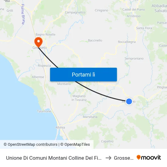 Unione Di Comuni Montani Colline Del Fiora to Grosseto map