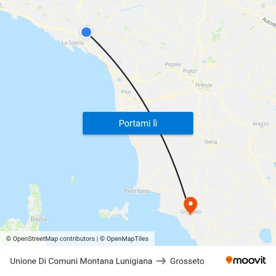 Unione Di Comuni Montana Lunigiana to Grosseto map