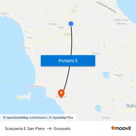 Scarperia E San Piero to Grosseto map
