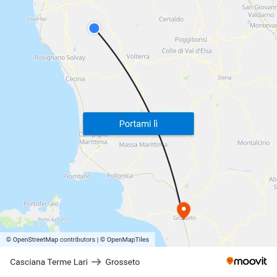 Casciana Terme Lari to Grosseto map