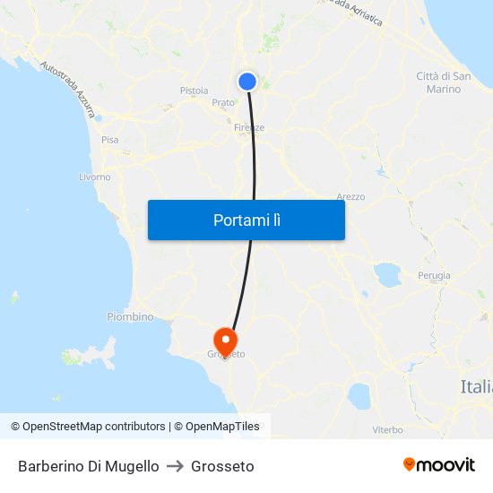 Barberino Di Mugello to Grosseto map