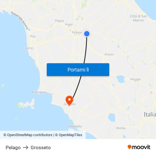 Pelago to Grosseto map