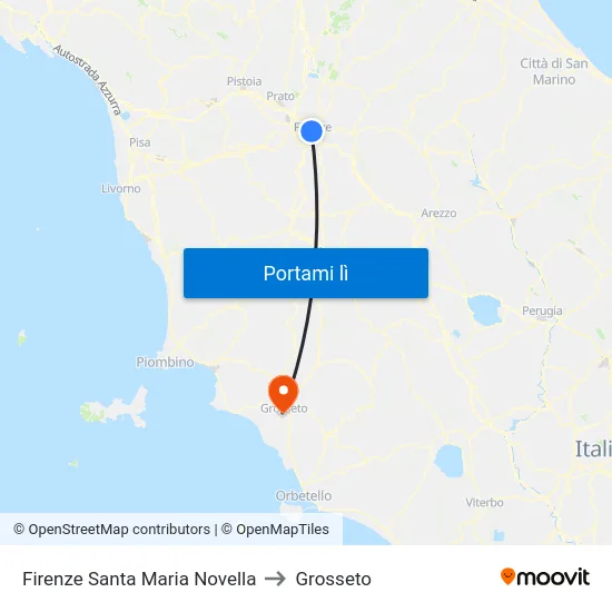 Firenze Santa Maria Novella to Grosseto map