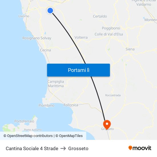 Cantina Sociale 4 Strade to Grosseto map