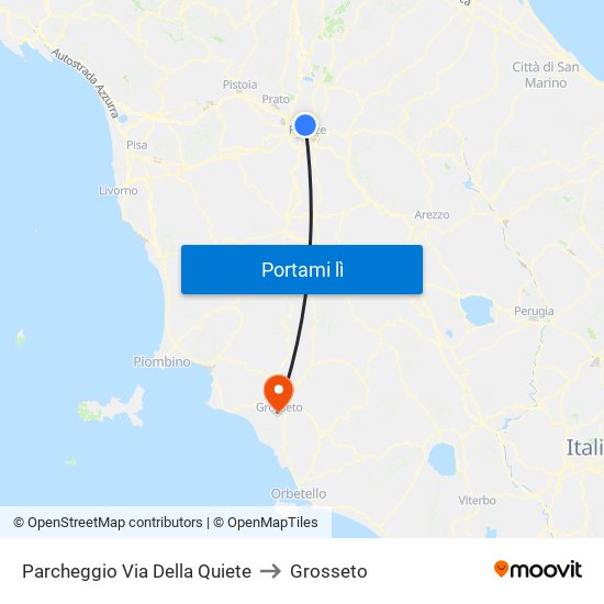 Parcheggio Via Della Quiete to Grosseto map