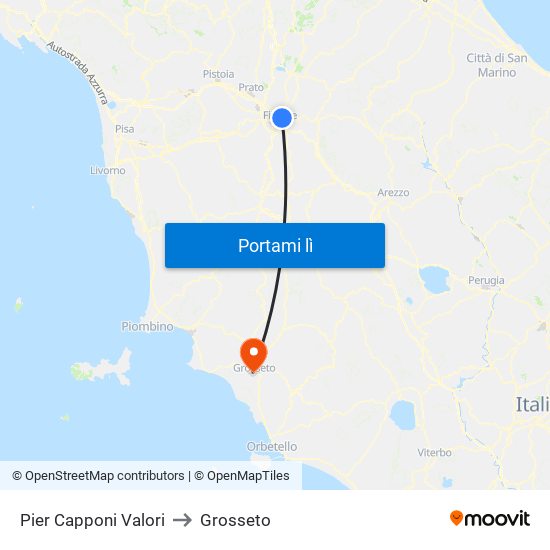 Pier Capponi Valori to Grosseto map