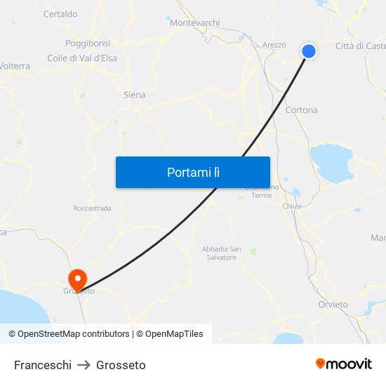 Franceschi to Grosseto map