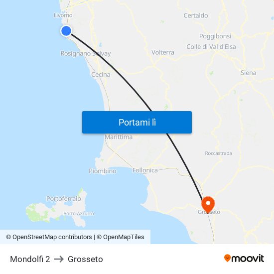 Mondolfi 2 to Grosseto map