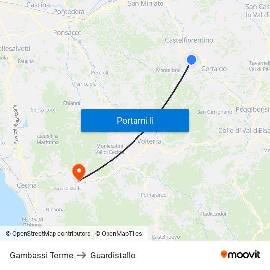 Gambassi Terme to Guardistallo map