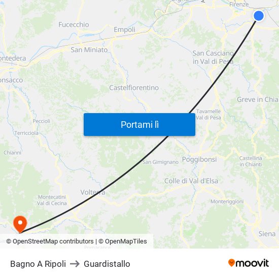 Bagno A Ripoli to Guardistallo map
