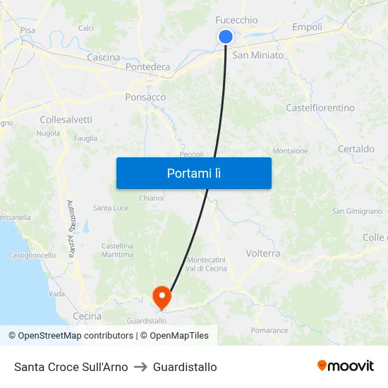 Santa Croce Sull'Arno to Guardistallo map