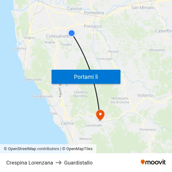 Crespina Lorenzana to Guardistallo map