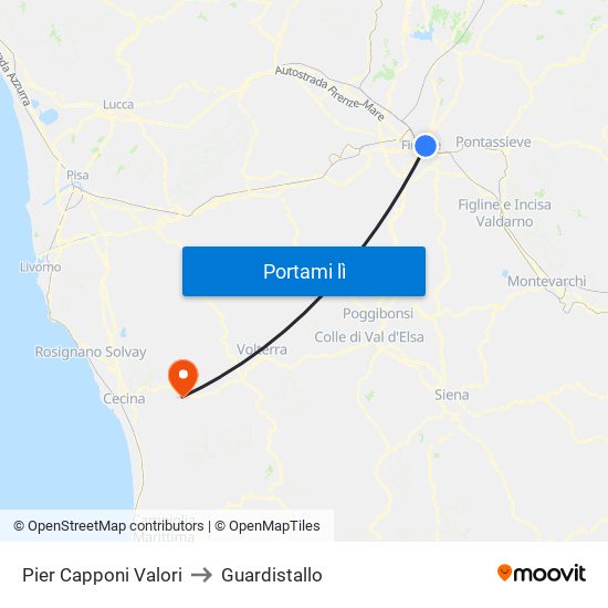 Pier Capponi Valori to Guardistallo map