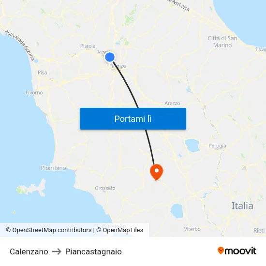 Calenzano to Piancastagnaio map