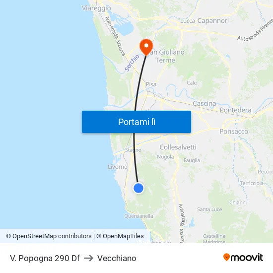 V. Popogna 290 Df to Vecchiano map