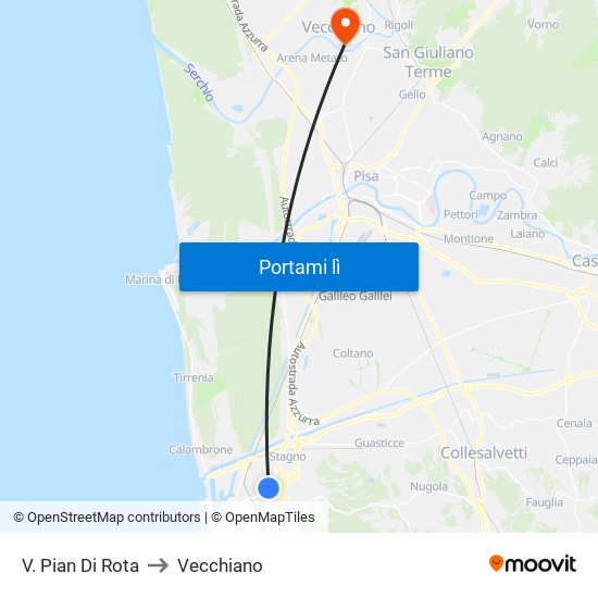 V. Pian Di Rota to Vecchiano map