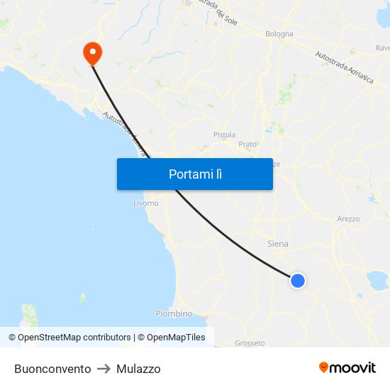 Buonconvento to Mulazzo map