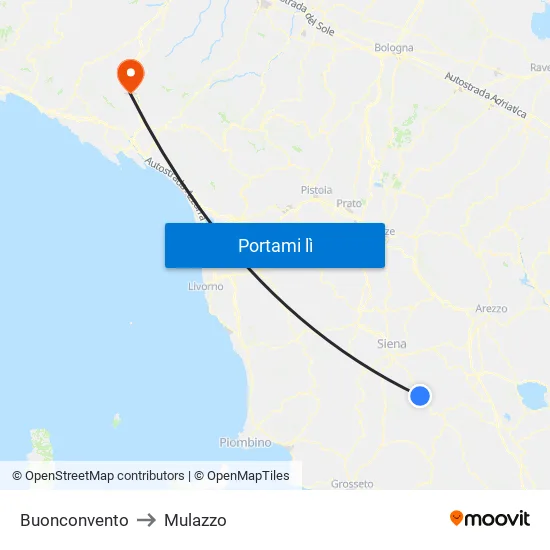Buonconvento to Mulazzo map