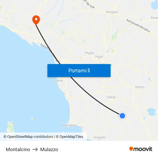 Montalcino to Mulazzo map