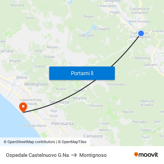 Ospedale Castelnuovo G.Na to Montignoso map