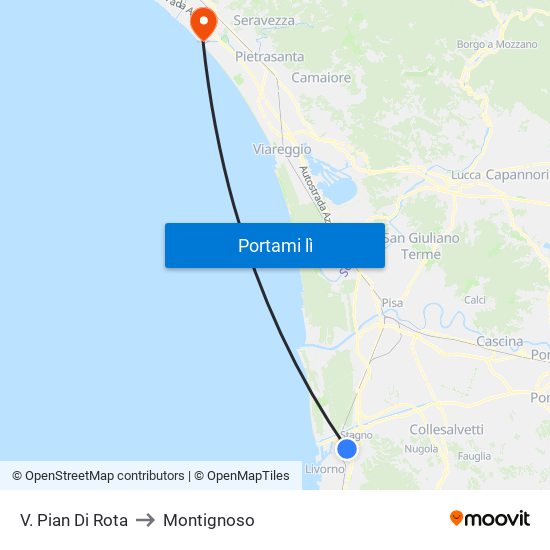 V. Pian Di Rota to Montignoso map