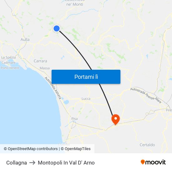 Collagna to Montopoli In Val D' Arno map