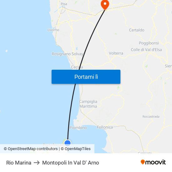 Rio Marina to Montopoli In Val D' Arno map