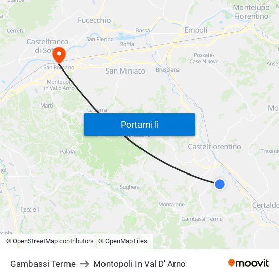 Gambassi Terme to Montopoli In Val D' Arno map