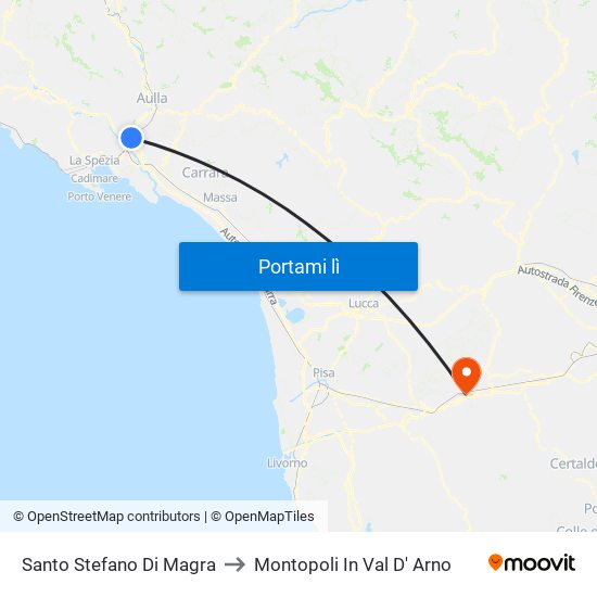 Santo Stefano Di Magra to Montopoli In Val D' Arno map