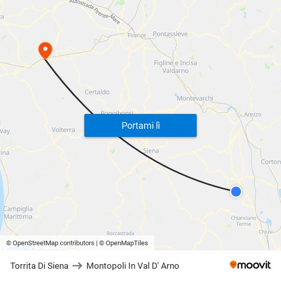 Torrita Di Siena to Montopoli In Val D' Arno map