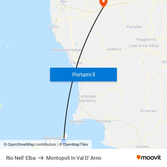Rio Nell' Elba to Montopoli In Val D' Arno map