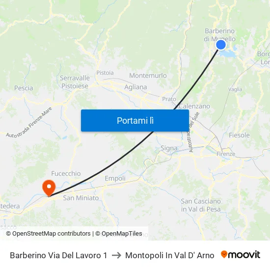 Barberino Via Del Lavoro 1 to Montopoli In Val D' Arno map